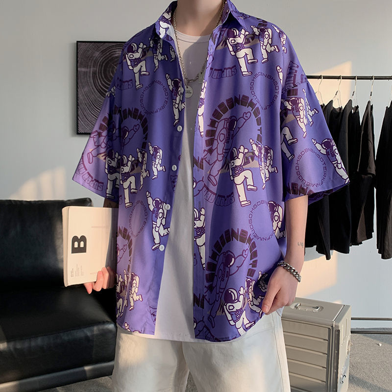 2023 Summer New Light Luxury Fashion Shirt Men Loose Casual Short-sleeved Shirt All-match Boutique Clothing Simple Style