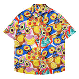 Skull Graphic Street Shirt – Mens Shirts Hawaiian Fruit Print Korean Version Clothing Button Stylish Harajuku Blouse Summer Holiday Beach Style Tops New | Button Shirt Drop #486