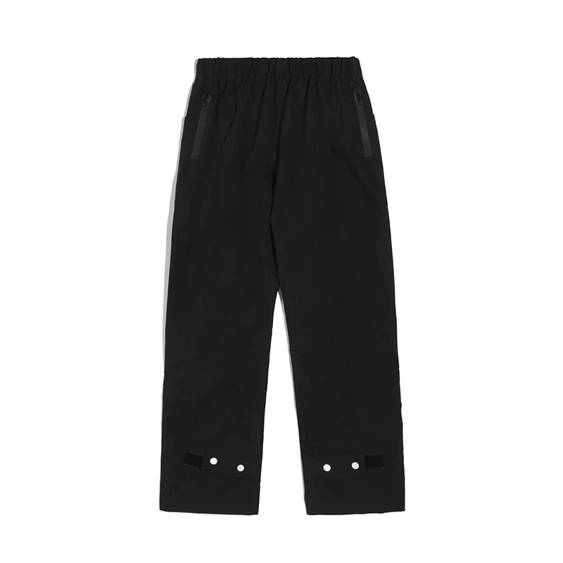 high street zipper pockets quick dry vibe style mens track pants elastic waist straight retro black casual trousers unique default style 444