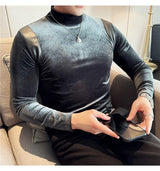 Trapwear Graphic tee – Turtleneck Stretch Slim Fit T Shirt Men Long Sleeve Thicken