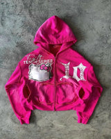 Harajuku Streetwear Tenthseries Zip Hoodie Y2K Clothes Womens Gothic K