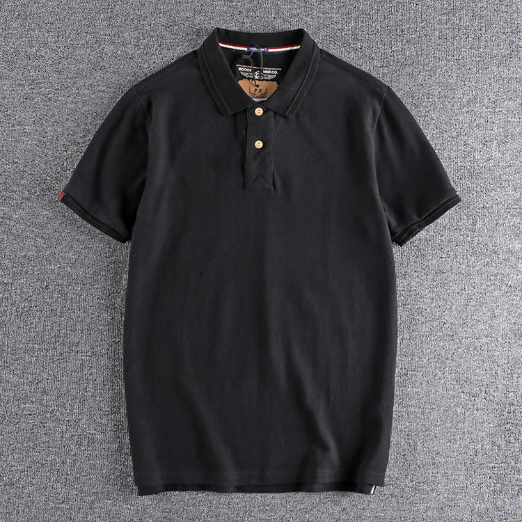 Gothic Vintage print – Summer Mens Polo Shirt Cotton Lapel T Shirt Retro Loose Soli