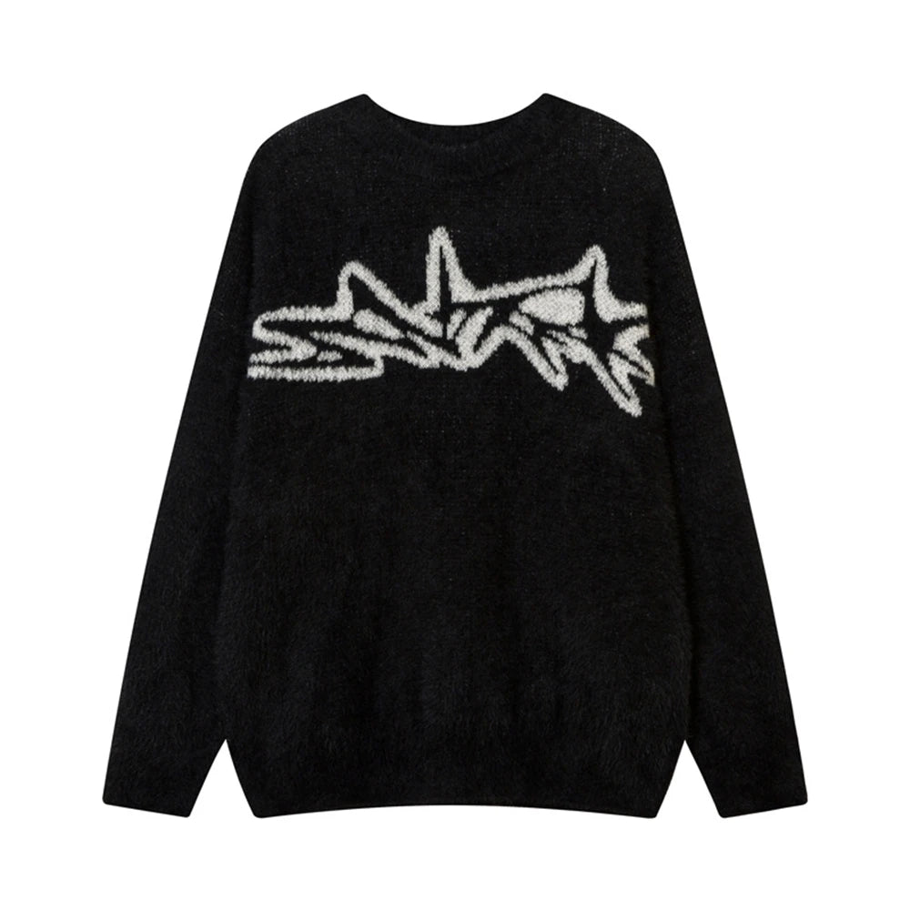 grunge knit sweater with heavyweight fabric, layered urban look for cold weather, street fashion menswear trend for seasonal 