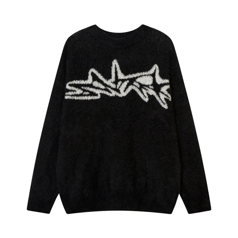 grunge knit sweater with heavyweight fabric, layered urban look for cold weather, street fashion menswear trend for seasonal 