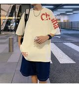 Glitchcore Anime panel – Korean Trendy Letter Printed Short Sleeved T Shirt For Men I