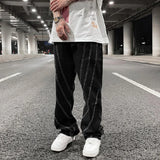 fashion design lines denim jeans mens zipper loose straight trousers hip hop new casual streetwear pants joggers baggy jeans relaxed fit joggers