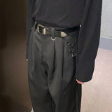 mens casual suit trousers buckle decoration british straight pants streetwear fashion niche commuter pants mens clothing 2024 relaxed fit trousers