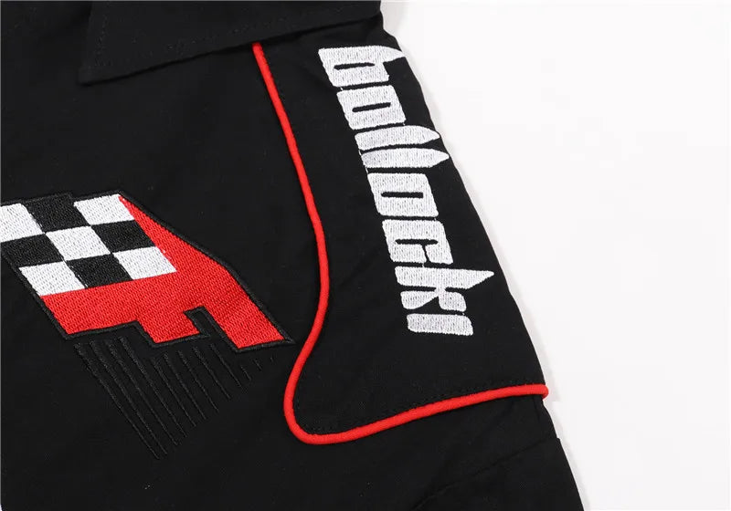 Fashion Mens Racing Embroidered Short Sleeves Shirt Casual Short Sleeve Hawaiian Shirt Hip Hop  Harajuku Streetwear Loose Shirts