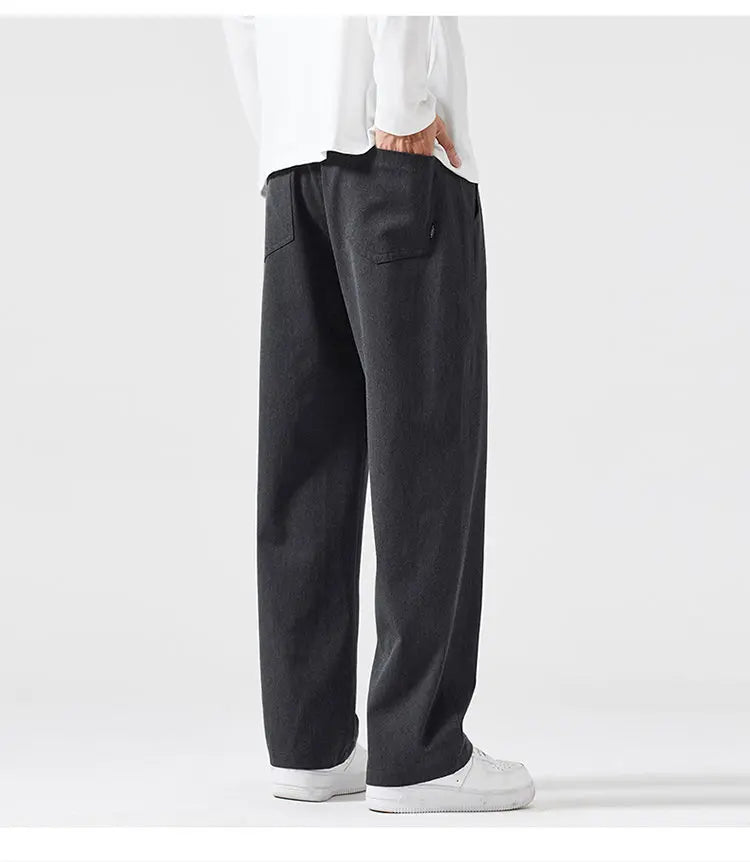 mens trend streetwear fashion loose casual plus size straight wide leg suit pant office man commute work pants trousers unique default style 2201