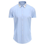 New 2022 Luxury Men Classic Embroidered bee Snake UFO Fashion Cotton Casual Shirts Shirt High Quality Short Sleeves A71