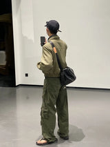 high street y2k men set casual loose lapel jacket hip hop multi pocket overalls 2 piece spring autumn fashion couple suit trend unique default style 4595