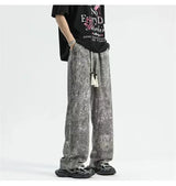 2024 goth tie dye corduroy pants mens autumn baggy wide leg straight casual trousers women drawstring hip hop y2k sweatpants unique joggers style 1363