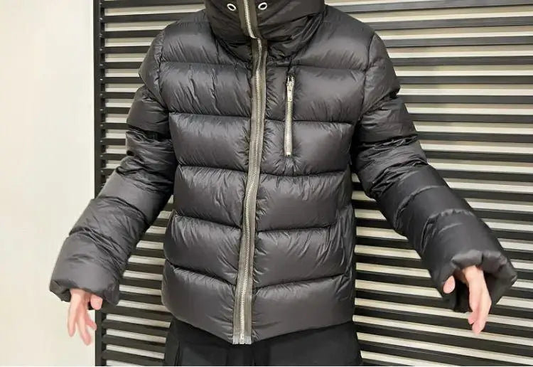 Winter Men's Down Jacket Coat Dark Style Shark Head Masked Zipper Goose Down Warm Regular Down Jacket Coat For Men And Women