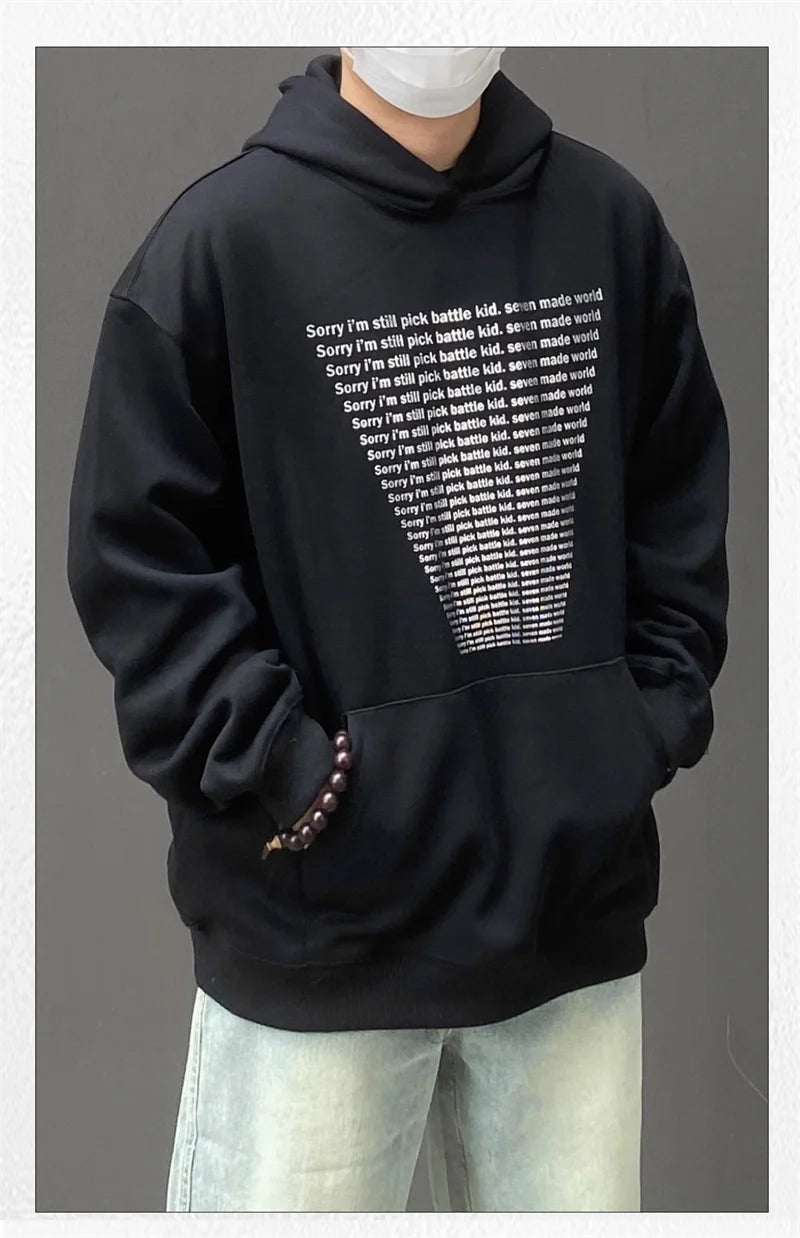 Men's Soft Knit Zip-Up Sweater – Autumn Mens Y2K Letter Printed Goth Hoodies New American Streetwear Hooded Sweatshirts Hip Hop Fashion Pullover Retro Hoody | Zip Knit Drop #146