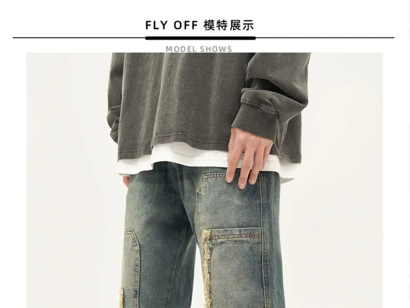 american high street trendy men and women trendy personalized straight tube washed jeans couple loose retro casual pants y2k unique jeans style 17