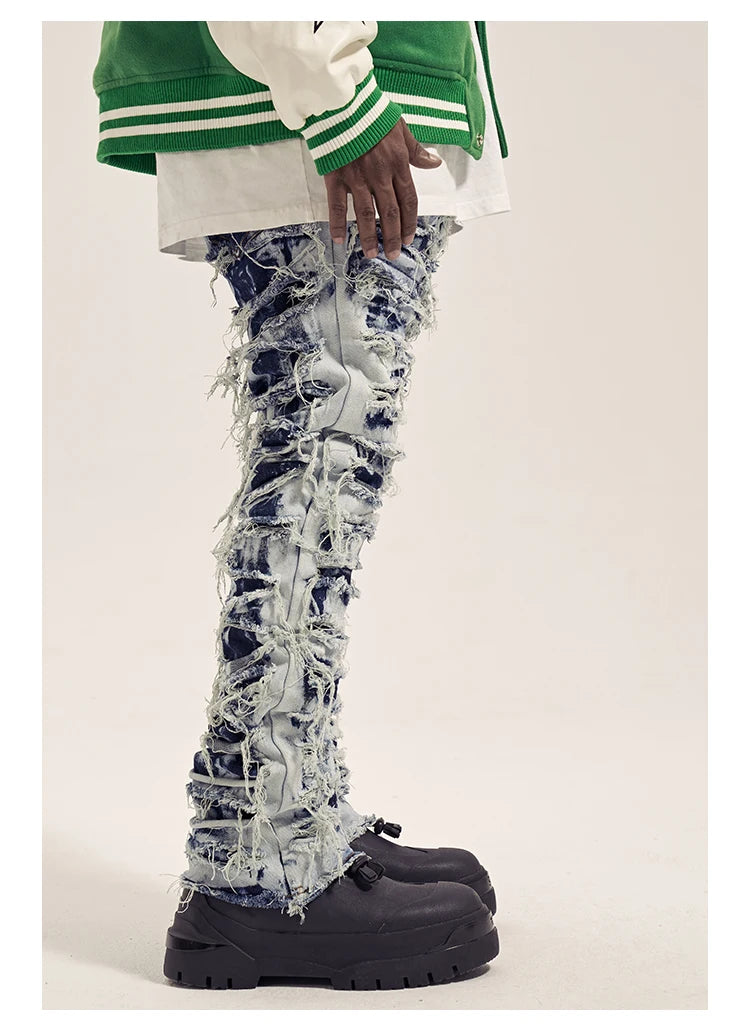 men distressed ripped destroied denim jean pants new fashion patchwork biker jeans streetwear slim pants jogger y2k men s jeans unique joggers style 4015