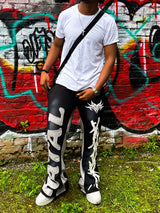 y2k sanitary pants casual pants elastic straight leg pants letter patchwork streetwear hip hop rap street dance matching pants clean everyday pants