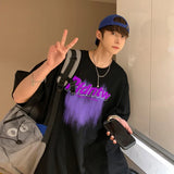 Y2k Chrome print – Summer Graffiti Letter Printed T Shirt For Men Casual Street