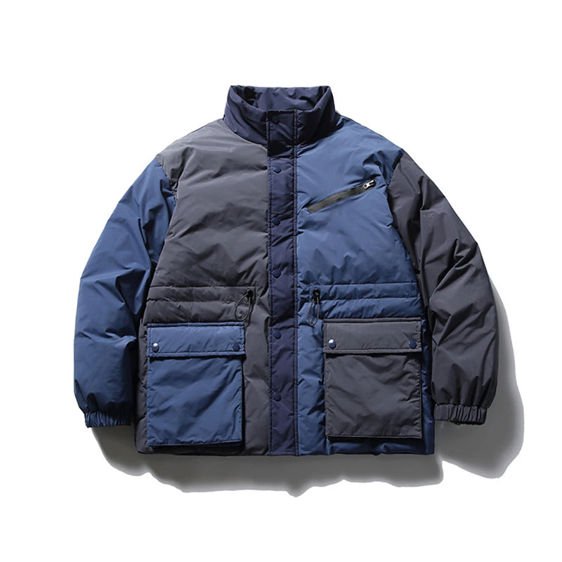 2023 Winter Hip Hop Thick Jacket Parka Men Color Patchwork Padded Jacket Coat Warm Streetwear Harajuku Jackets Men Clothing