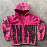 European And American Fashion Zipper Sweatshirt Men Y2K Trendy Letter