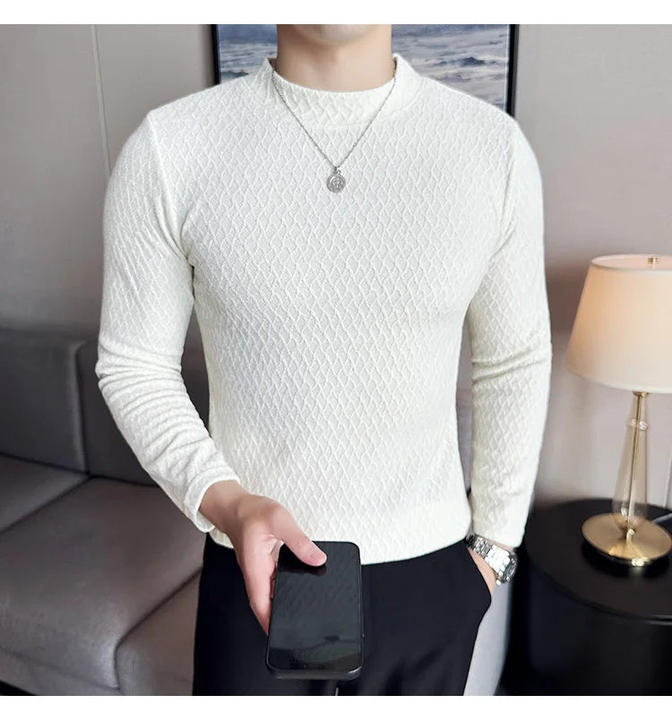 Skatercore Graphic tee – Autumn Winter Semi Turtleneck Stretch Slim Fit Long Sleeve T