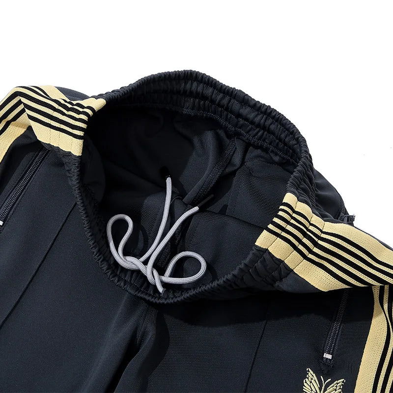 best quality embroidery logo new pants men woman side edge weaving stripe drawstring loose casual grey motion trousers clean everyday pants