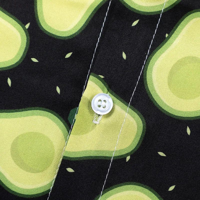 Men Summer Short Sleeved Shirt Avocado Green All Over Printed Shirt Hawaiian Beach Casual Top Fresh Interesting Loose Top Unisex
