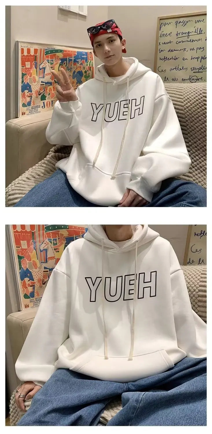 Green Letter Print Hooded Sweatshirt For Men In Autumn Hong Kong Fashi