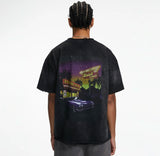 24ss Saint Louis Future Vintage Retro Print High-Street Cotton Short Sleeve Washed Distressed Tops T-Shirt For Summer