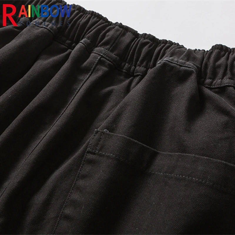 rainbowtouches 2022 tidal current new brand mens cargo pants harajuku fashion tie feet trousers loose safari style boy overalls baggy cargo bottoms