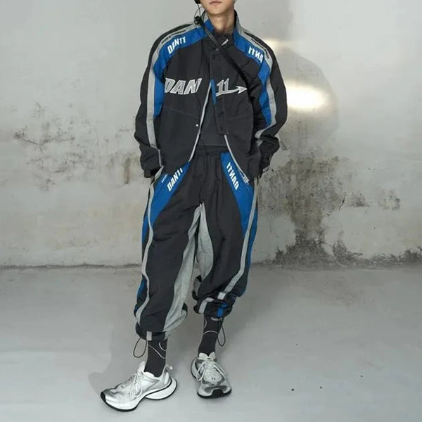 mens trousers racer biker drawstring leggings autumn fashion streetwear versatile trend embroidered pants mens clothing 2024 clean everyday pants