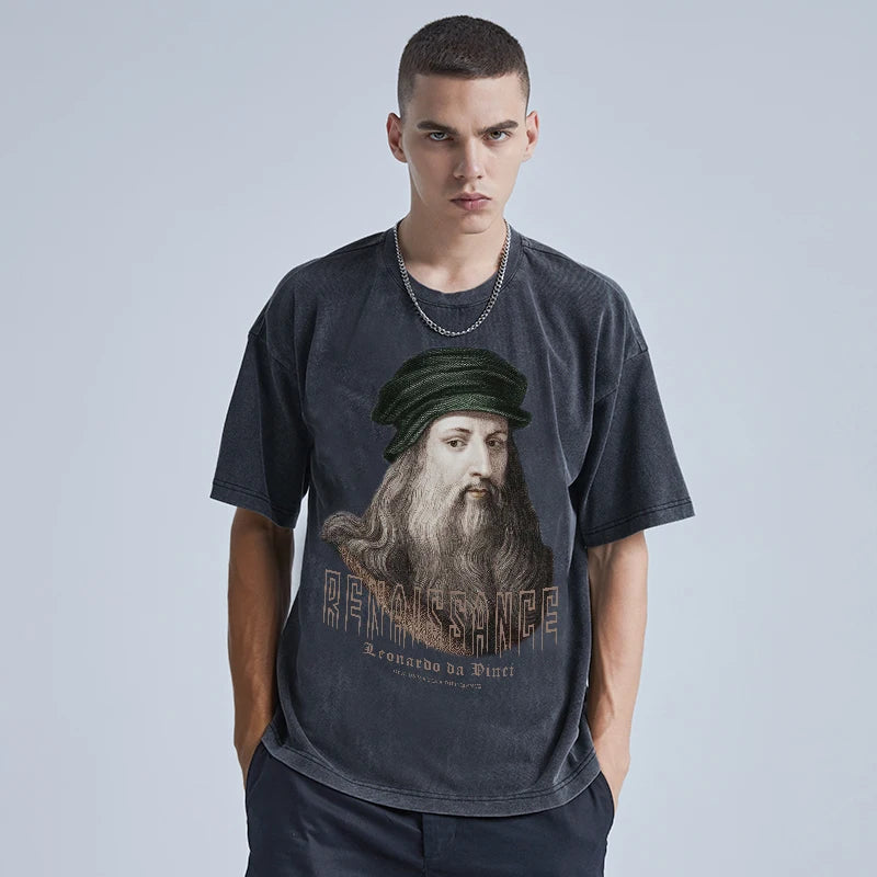 Skatercore Top – Rainbowtouches Washed Mens Oversized T Shirt Vintage – Urban Streetwear for Men & Women