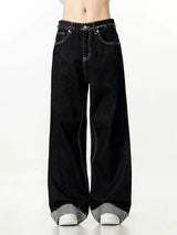 men women streetwear fashion loose casual wide leg straight black denim jeans pant boyfriend y2k baggy jeans trousers denim street jeans