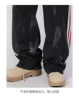 men streetwear fashion side splice hip hop loose casual wide leg straight baggy jeans pant cityboy jeans pants trousers unique jeans style 2621