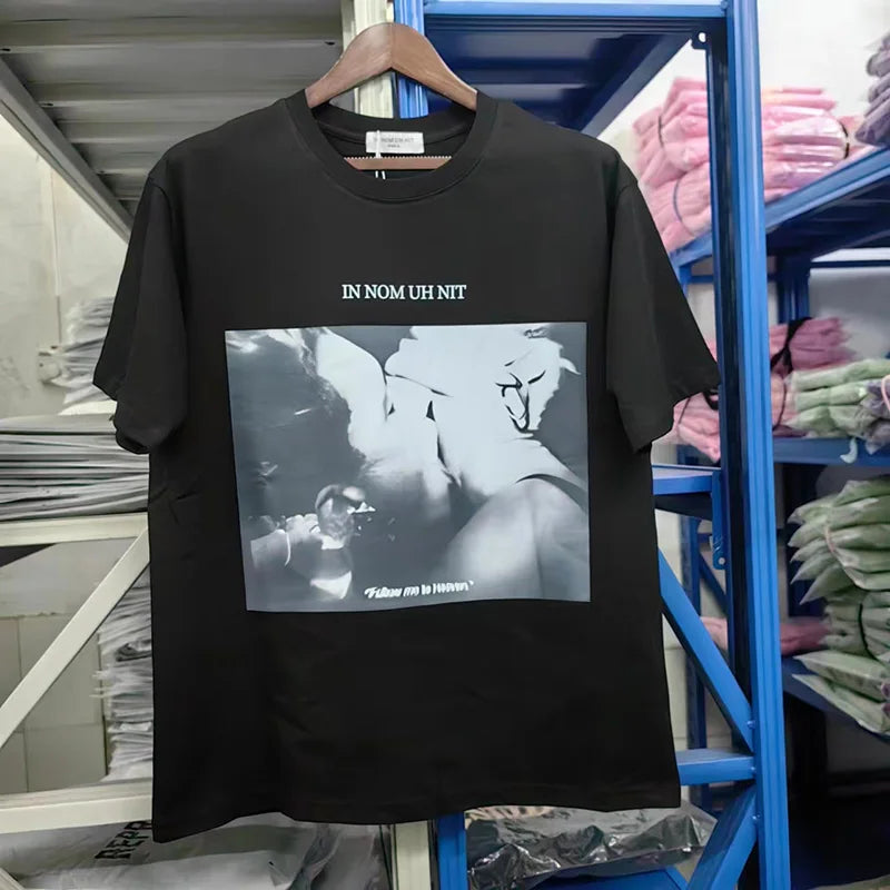 Glitchcore Fashion – High Quality Ih Nom Uh Nit T Shirt Masked Men Letter Printin – Urban Streetwear for Men & Women