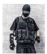hip hop sleeveless vests mesh adjustment cargo waistcoat with pockets zipper military jacket streetwear tactical vest sweatsh - variant style 62db84 for streetwear fashion