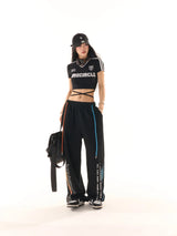 high street hiphop black wide leg waist pants women spring american loose straight casual y2k pants streetwear women sweatpants unique joggers style 2561