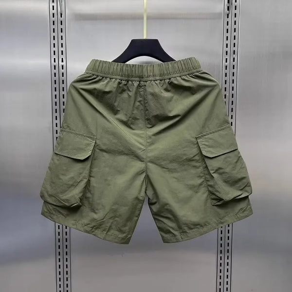 men shorts summer outdoor glossy cool feeling quick dry wide leg pants functional wind large pockets trendy men workwear shorts casual urban shorts