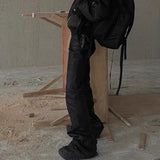 y2k streetwear wax leather strecth jeans for men and women ropa hombre baggy flare pants oversized straight denim trousers unique jeans style 4258