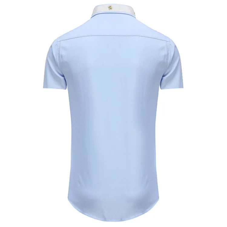 New 2022 Luxury Men Classic Embroidered bee Snake UFO Fashion Cotton Casual Shirts Shirt High Quality Short Sleeves A71