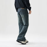 mens plus size retro fashion streetwear loose casual micro flared denim pants jeans cityboy jeans trousers 28 40 denim street jeans
