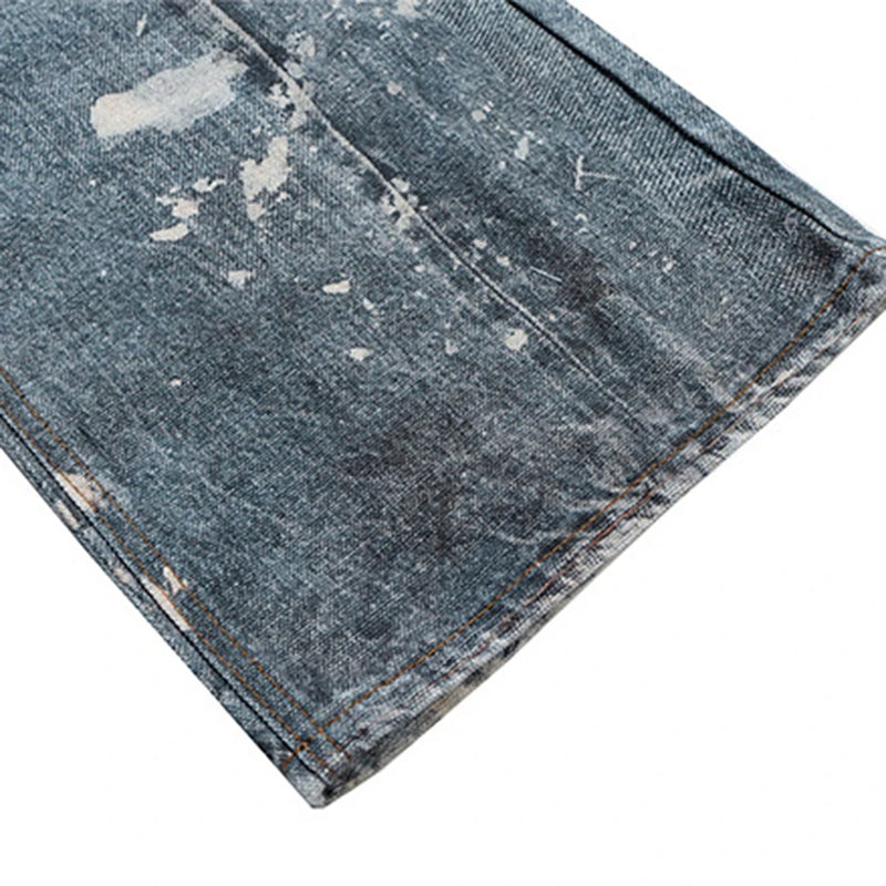 dirty tie dye baggy jeans mens streetwear hip hop loose blue denim pants hi street luxury designer jeans trousers man unique jeans style 2189