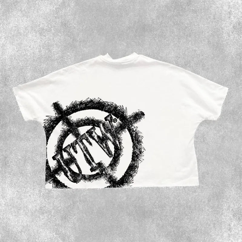 Sadcore Aesthetic print tee – Summer Gothic Trendy Brand Rock Hip Hop New T Shirt Men Y2K