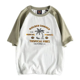 Y2k Melting smiley – Summer Mens Short Sleeved Casual Beach Wind Coconut Tree Pri