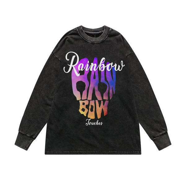 Rainbowtouches Men's Vintage Clothes Fashionable Skulls High Street Stylish Printed Cotton Graphic Occident Style Loose Shirt