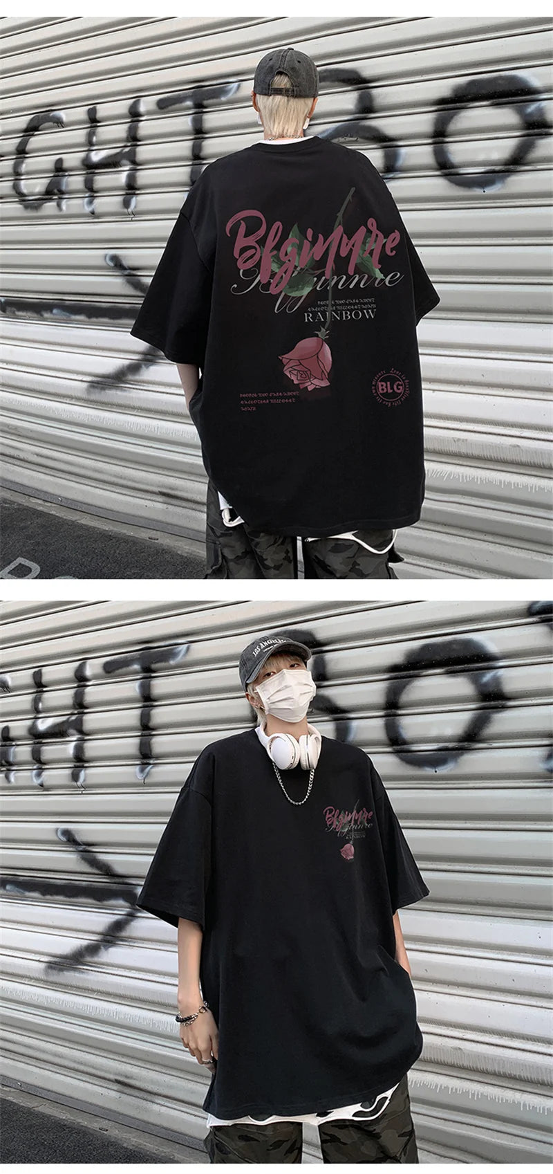 Gothic Tribal flames – Gothic Rose Graphic Tee Shirts Hombre Fashion Cotton