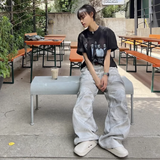 dirty dyed patchwork wide leg baggy jeans for men and women straight y2k ropa hombre denim trousers oversized casual cargo pants utility cargo pants