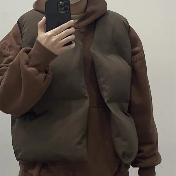 Frog drift New Fashion Street Kanye West DONDA Double sided wearable short cotton jacket Sleeveless Cotton padded Down vest men