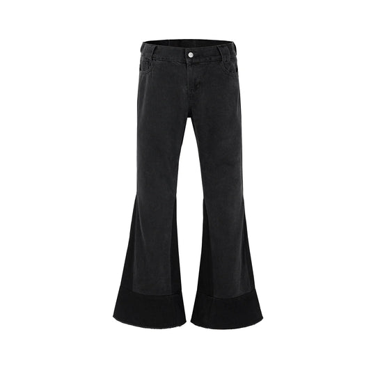 vintage black patchwork baggy flared jeans for men and women straight y2k high street casual denim trousers oversized cargos military streetwear pants
