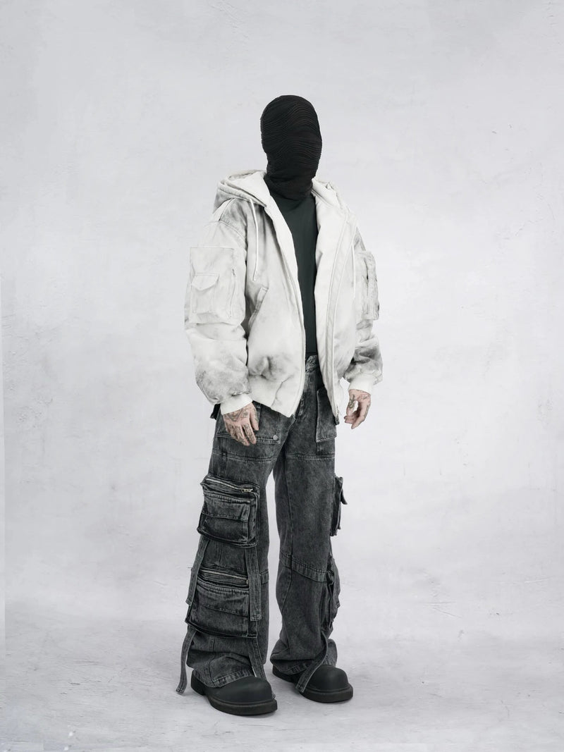 Urban Grunge Double-Layer Hoodie – Leather Texture Streetwear